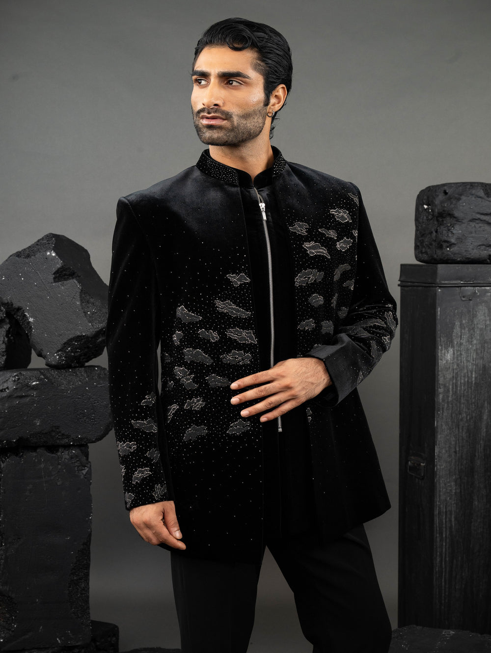 Soft cloud style Black Indo-western