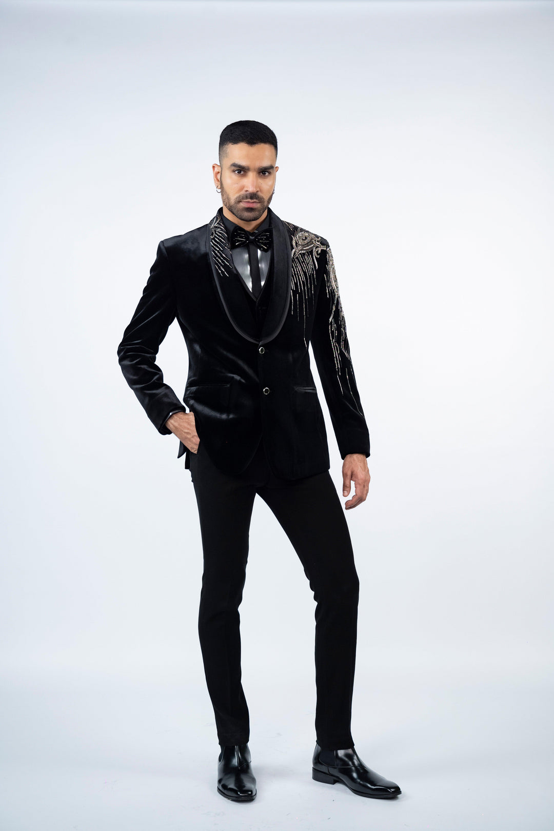 Black Velvet Eagle Embroidered Tuxedo – Image 6