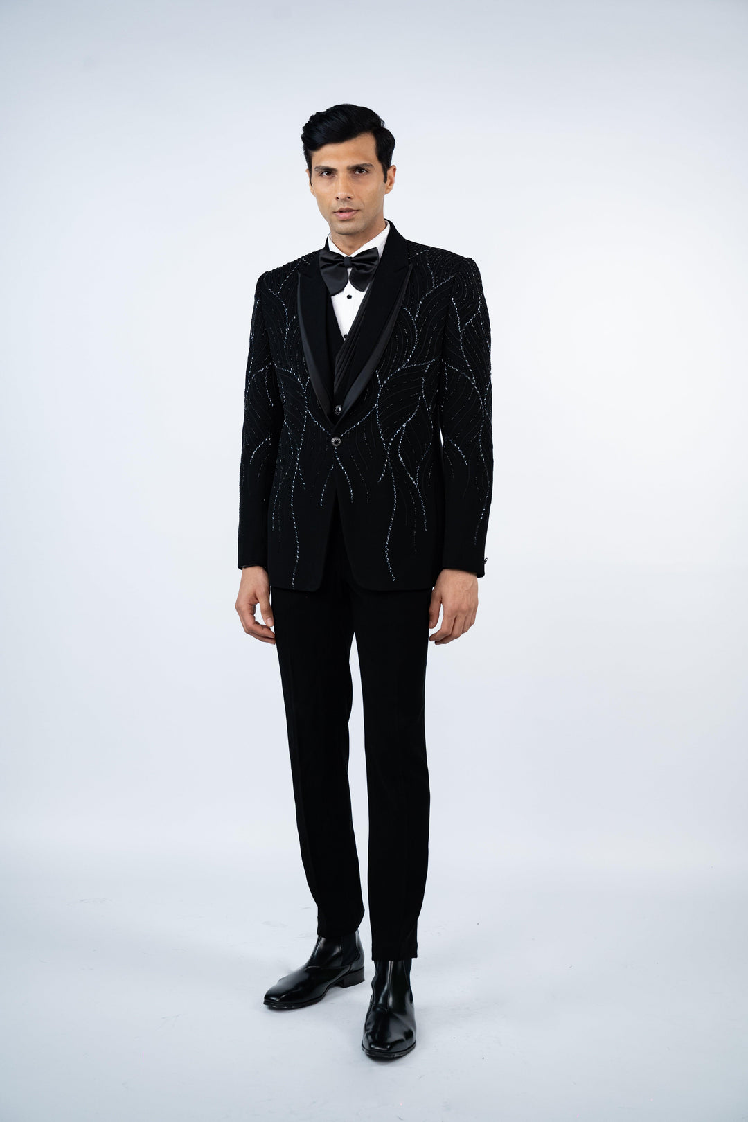 Black Layered Lapel Tuxedo – Image 1