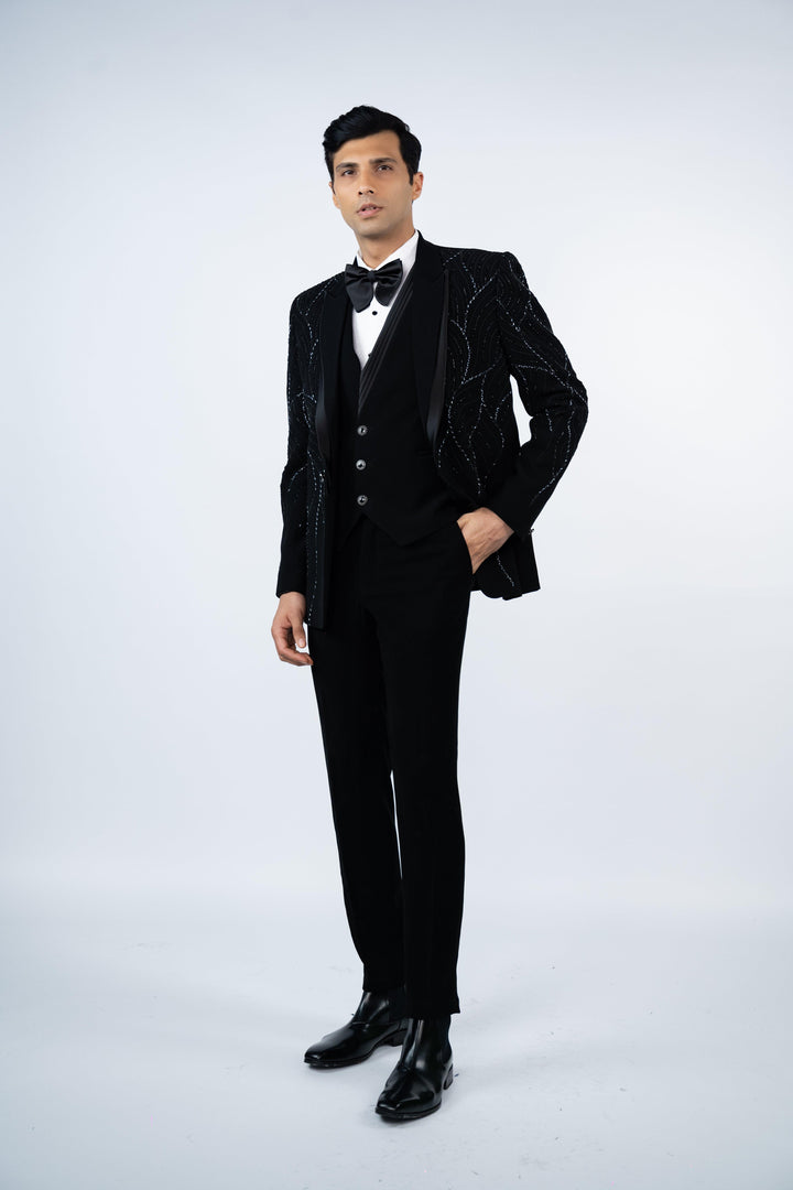 Black Layered Lapel Tuxedo