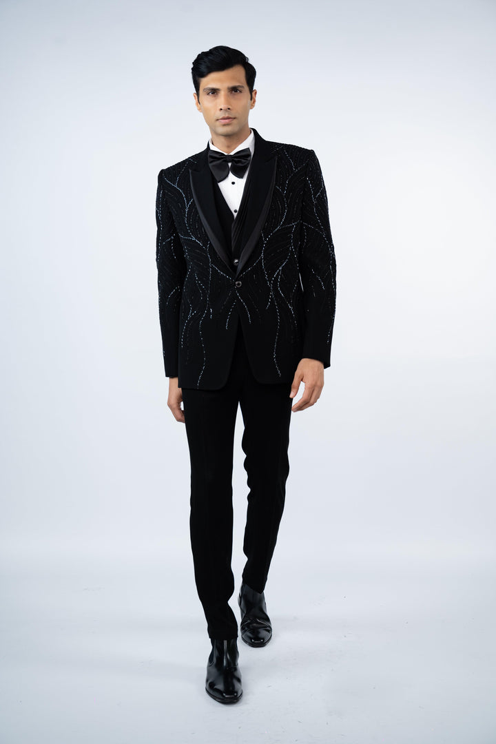 Black Layered Lapel Tuxedo