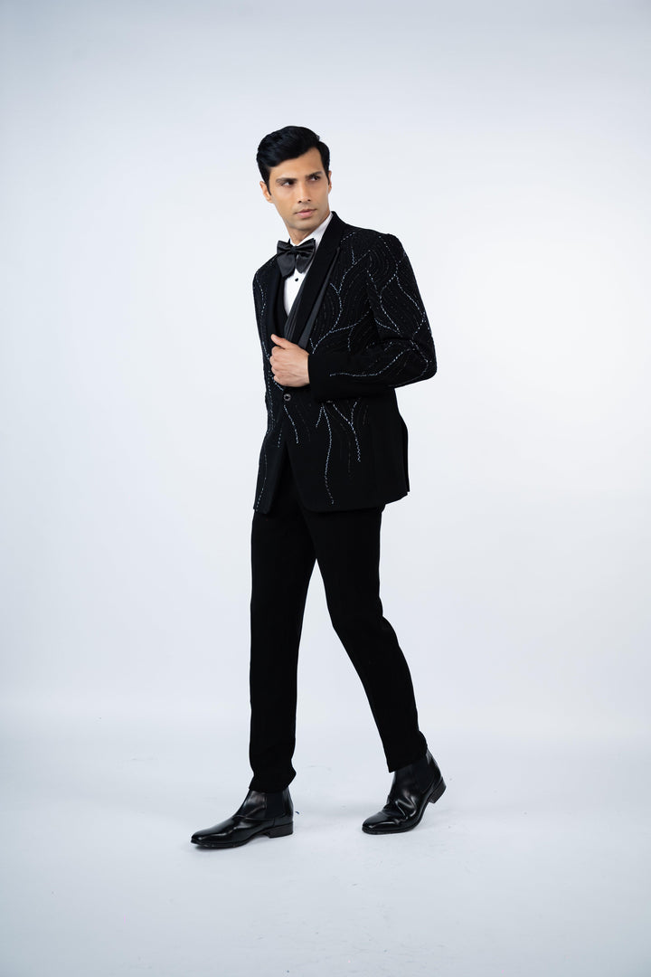 Black Layered Lapel Tuxedo