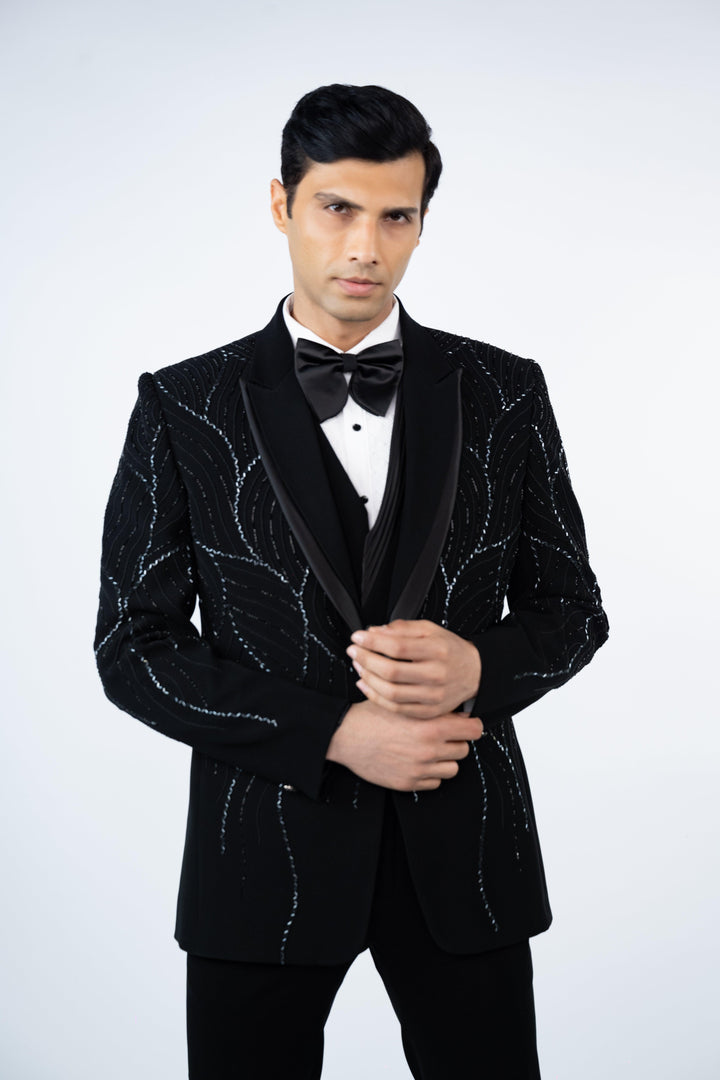 Black Layered Lapel Tuxedo