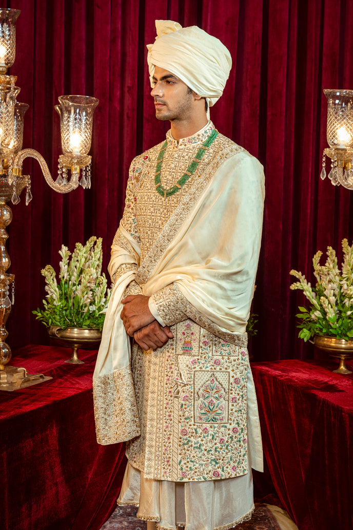 Royal Rajputana Ivory Sherwani – Image 2
