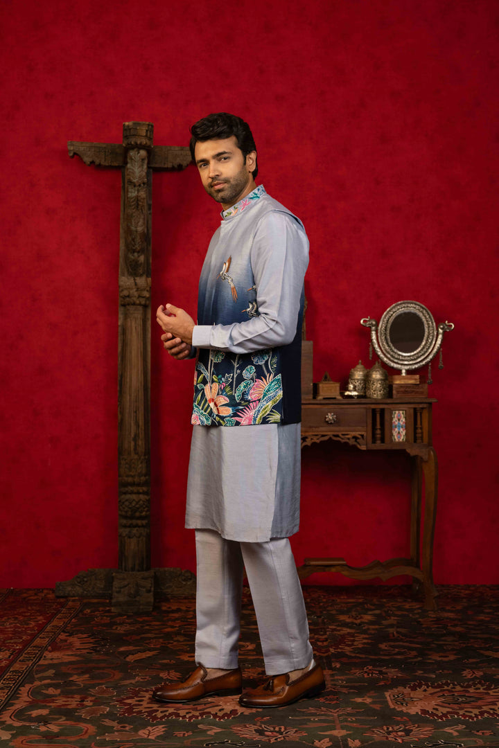 Ombre Jacket Set with Aari & Sequin Work