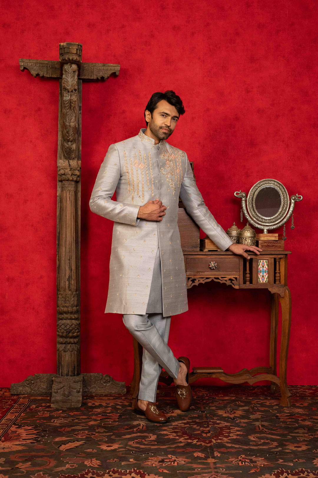 Slate Grey Indo-Western Set – Image 3