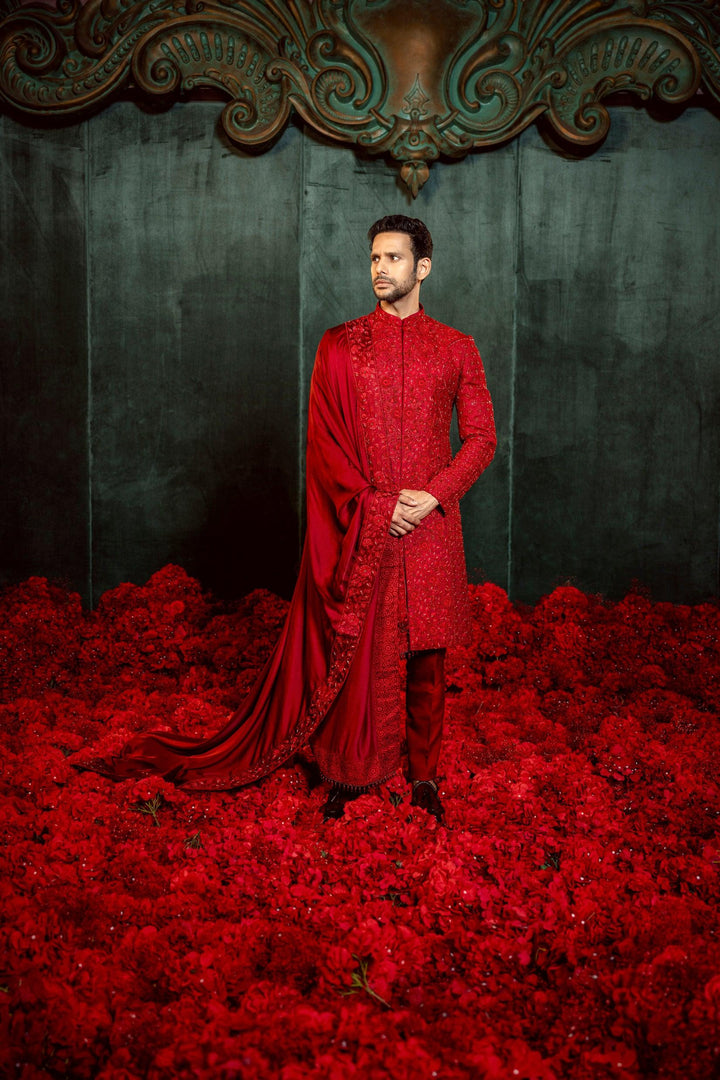 Heritage Ruby Embrodred Sherwani