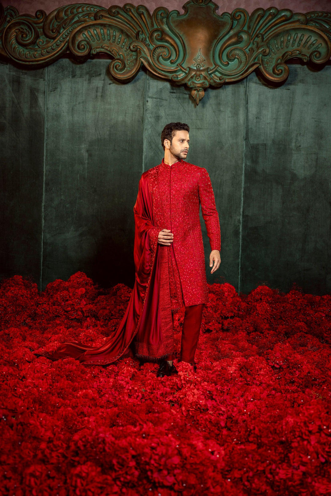 Heritage Ruby Embrodred Sherwani – Image 2