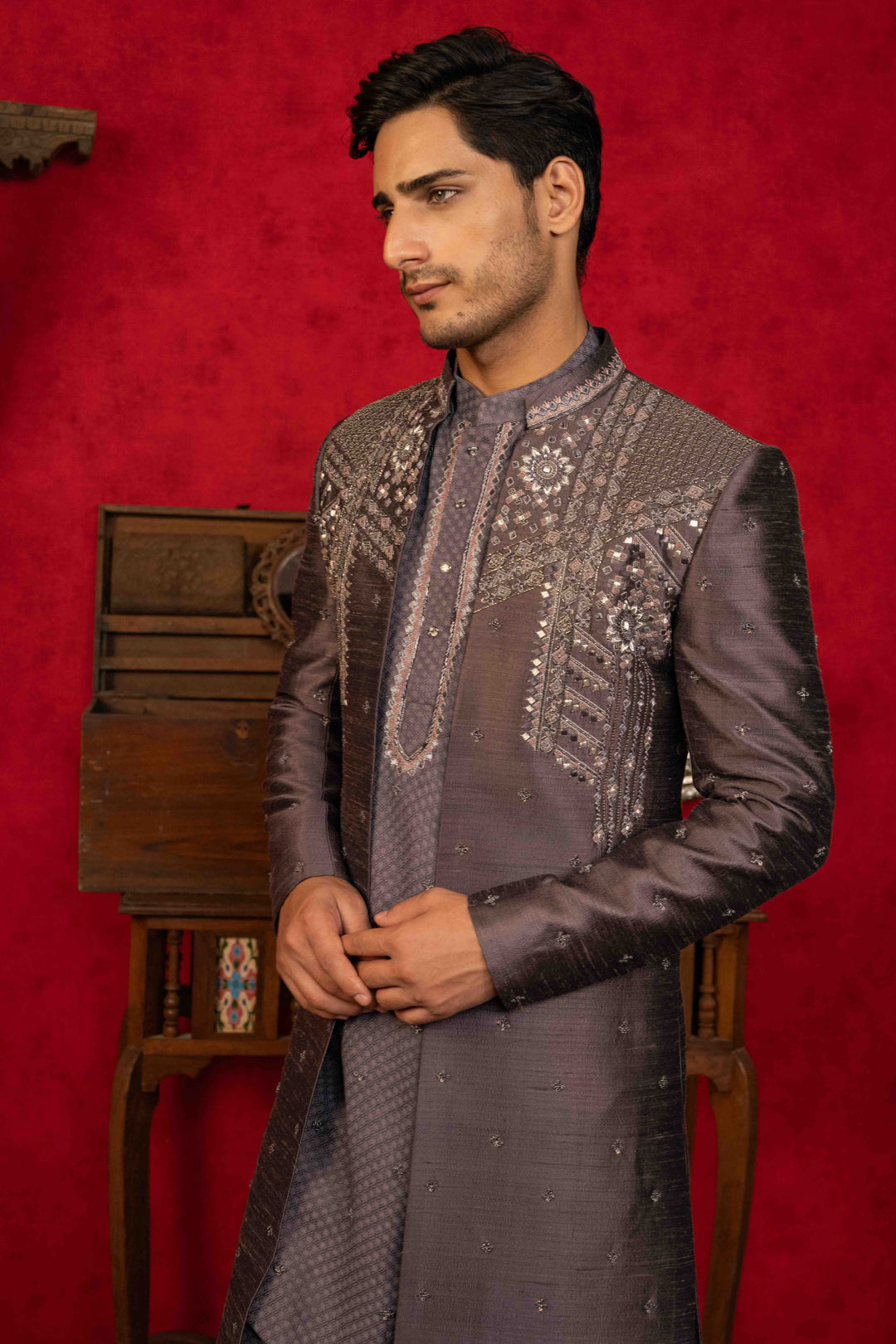 Vintage Violet Indo-Western Set – Image 3