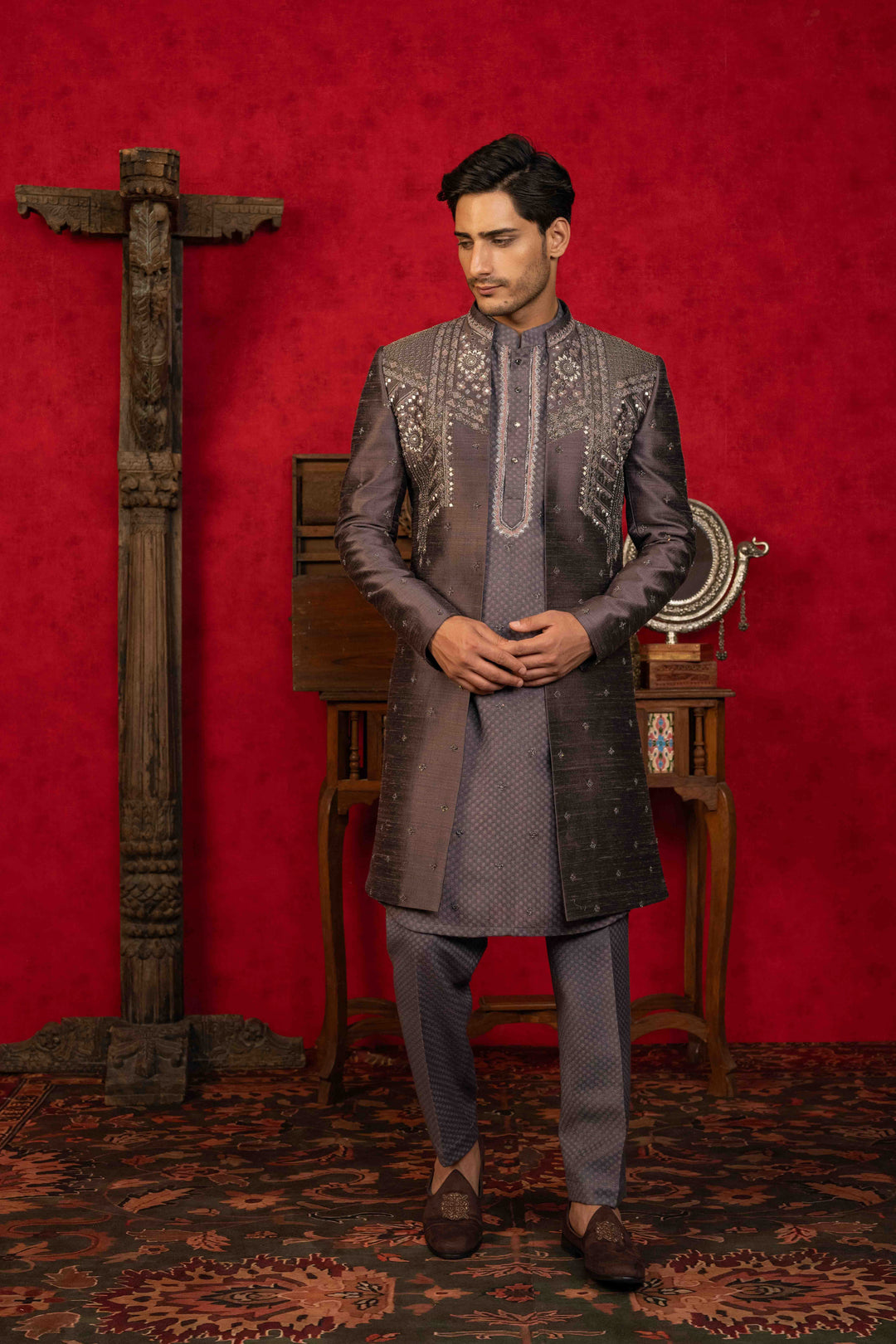 Vintage Violet Indo-Western Set – Image 1