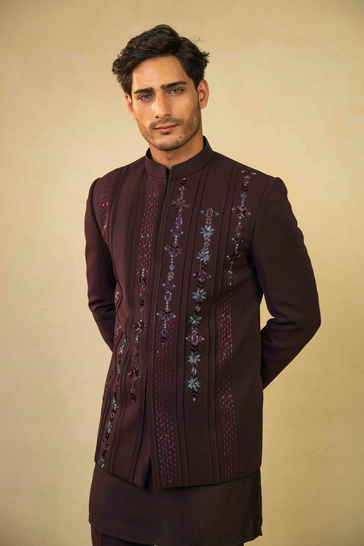 Wine Jodhpuri Set