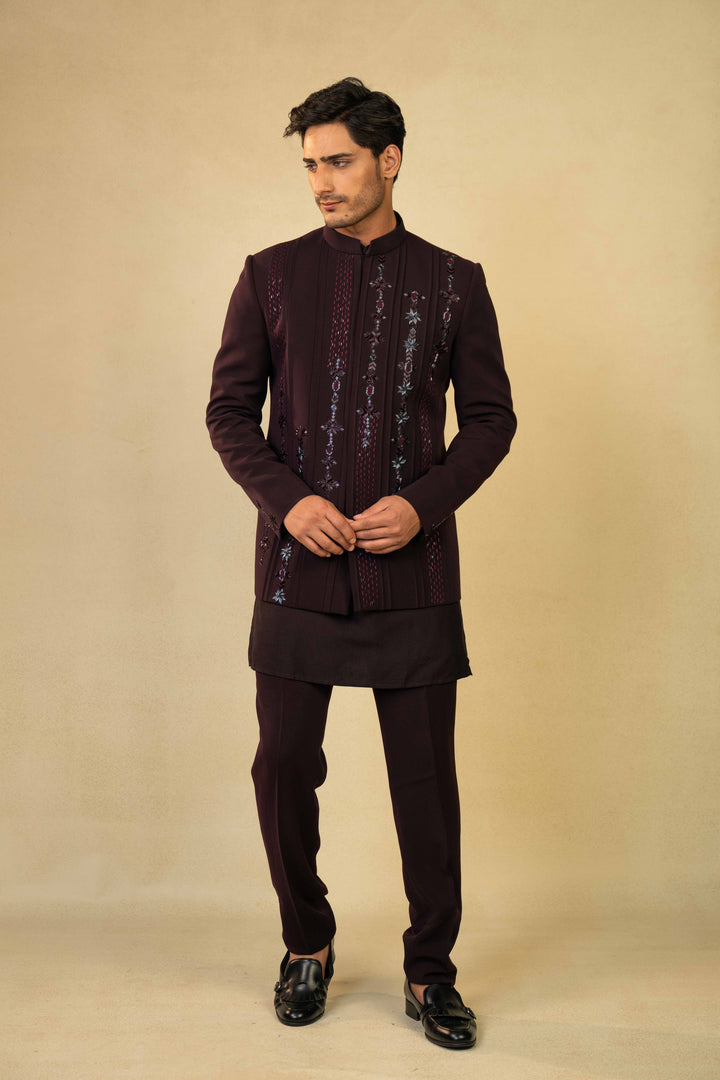 Wine Jodhpuri Set