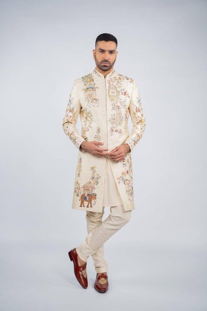 Antique White Glimmer Sherwani