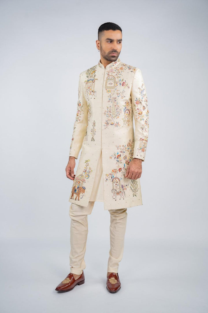 Antique White Glimmer Sherwani