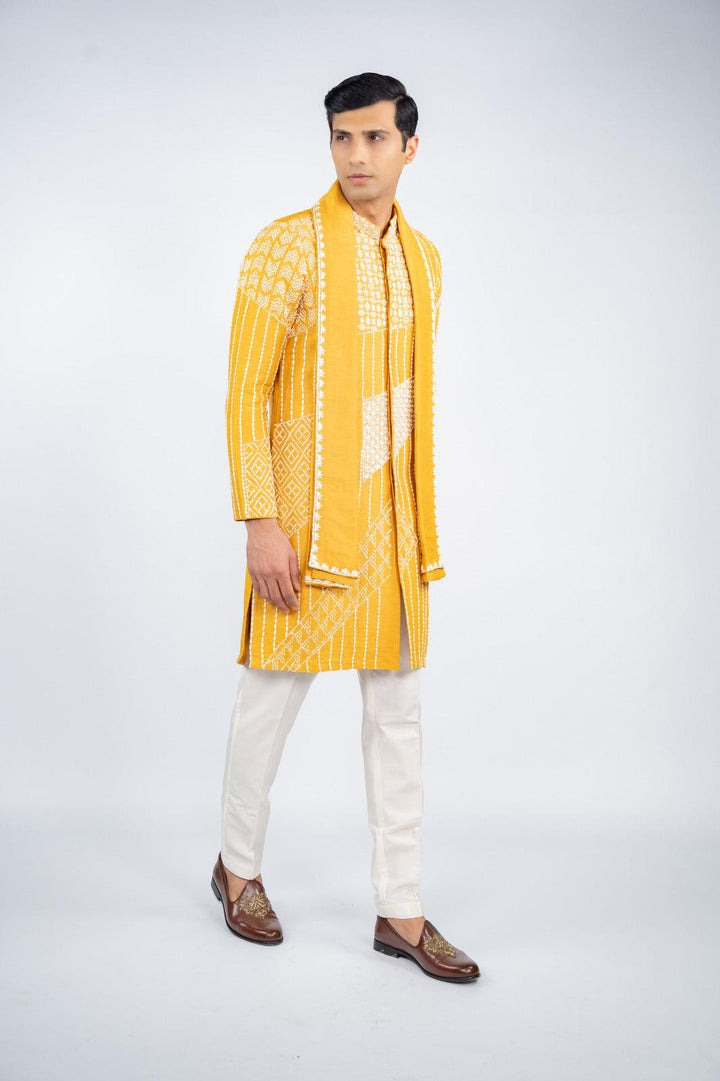 Mustard Yellow Front Open Kurta Set