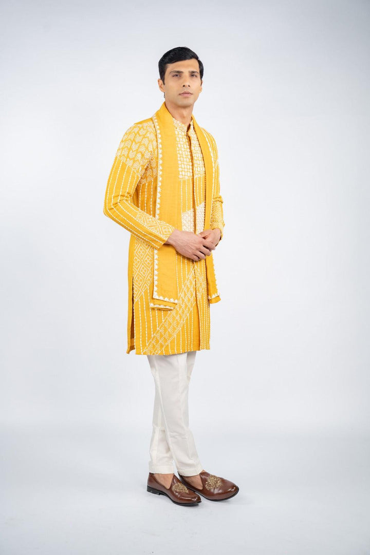 Mustard Yellow Front Open Kurta Set