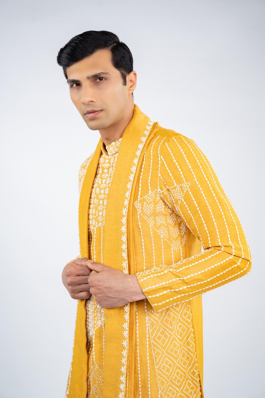Mustard Yellow Front Open Kurta Set – Image 6