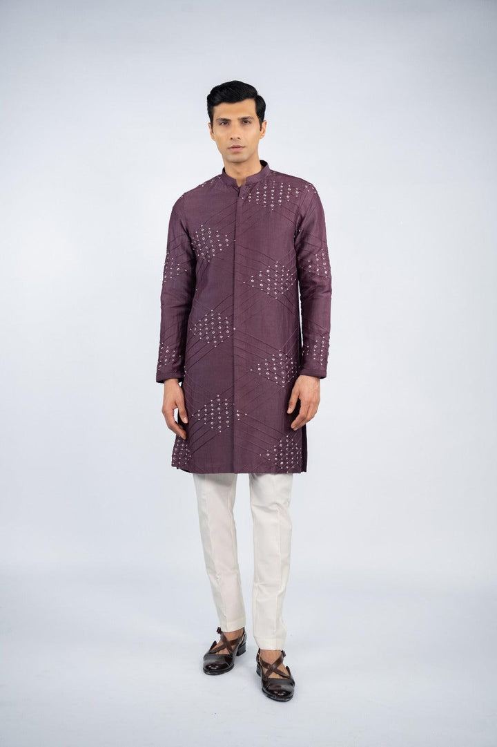 Deep Purple Front Open Kurta Set