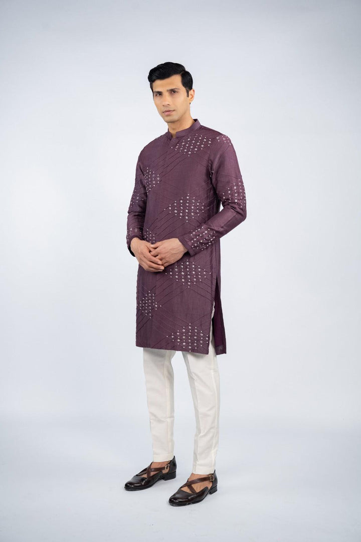 Deep Purple Front Open Kurta Set