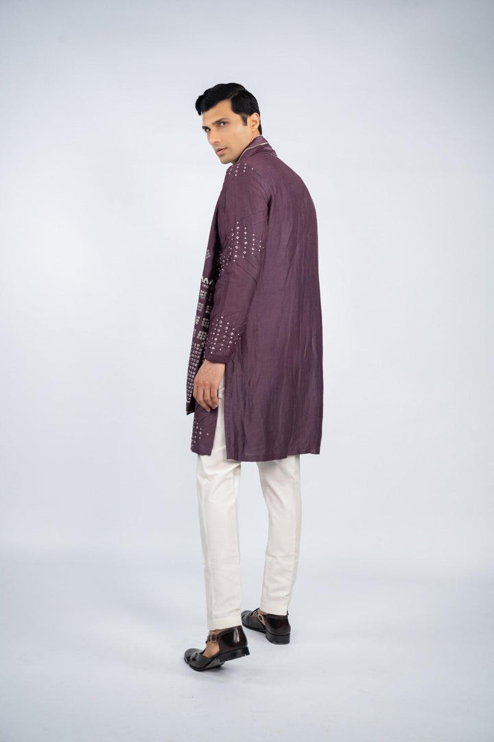 Deep Purple Front Open Kurta Set