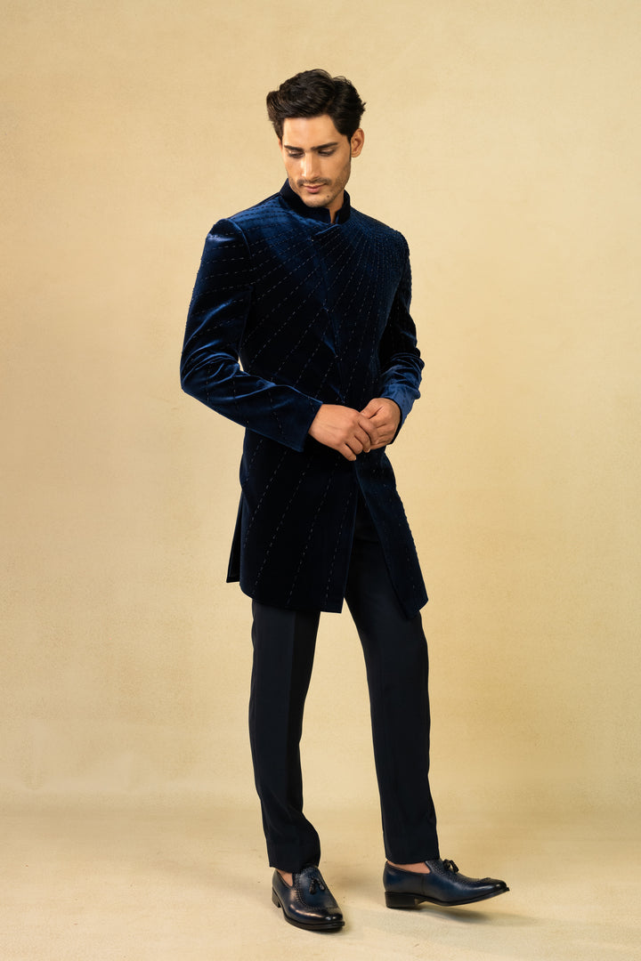 Asymmetric Indo-Western with Pearl Work