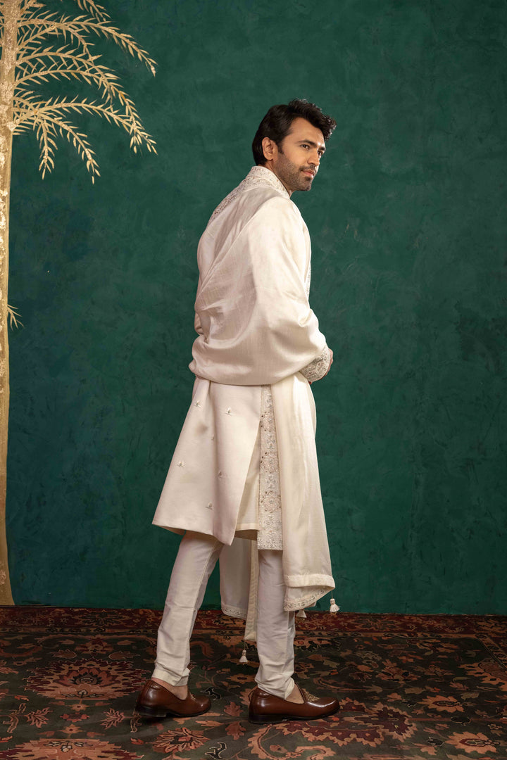 Ivory Silk  Sherwani Set