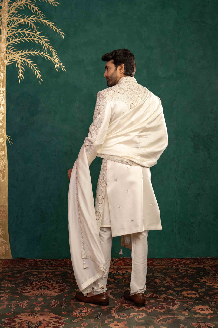 Ivory Silk  Sherwani Set