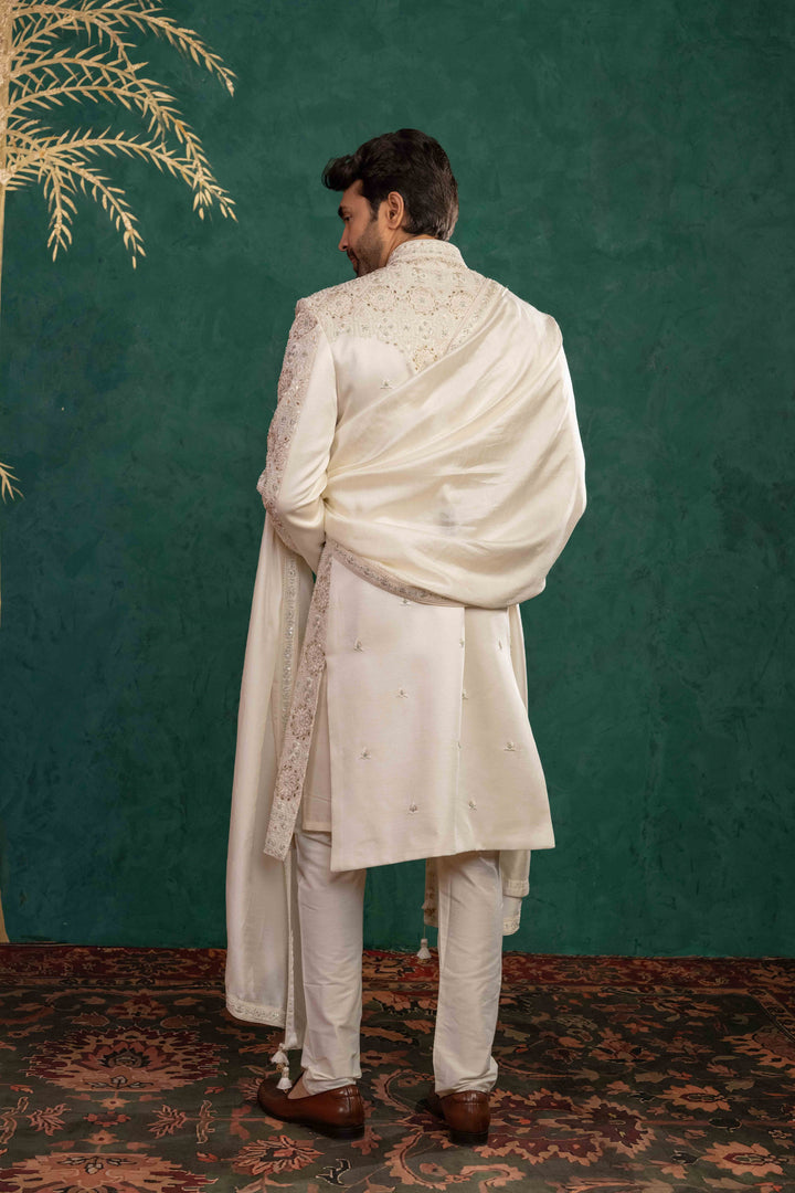 Ivory Silk  Sherwani Set