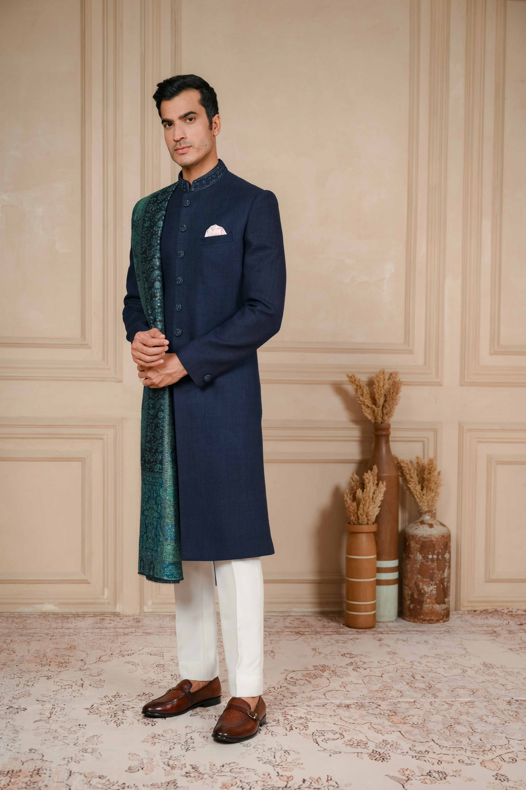 Midnight Blue Classic Nawabi with Dupatta – Image 7