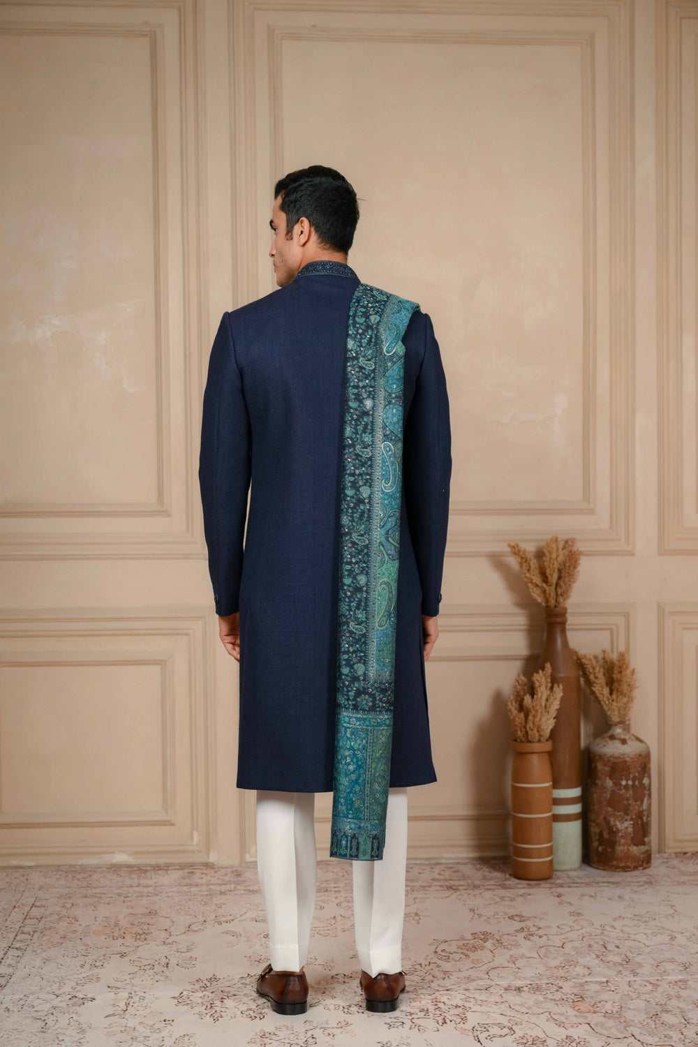 Midnight Blue Classic Nawabi with Dupatta