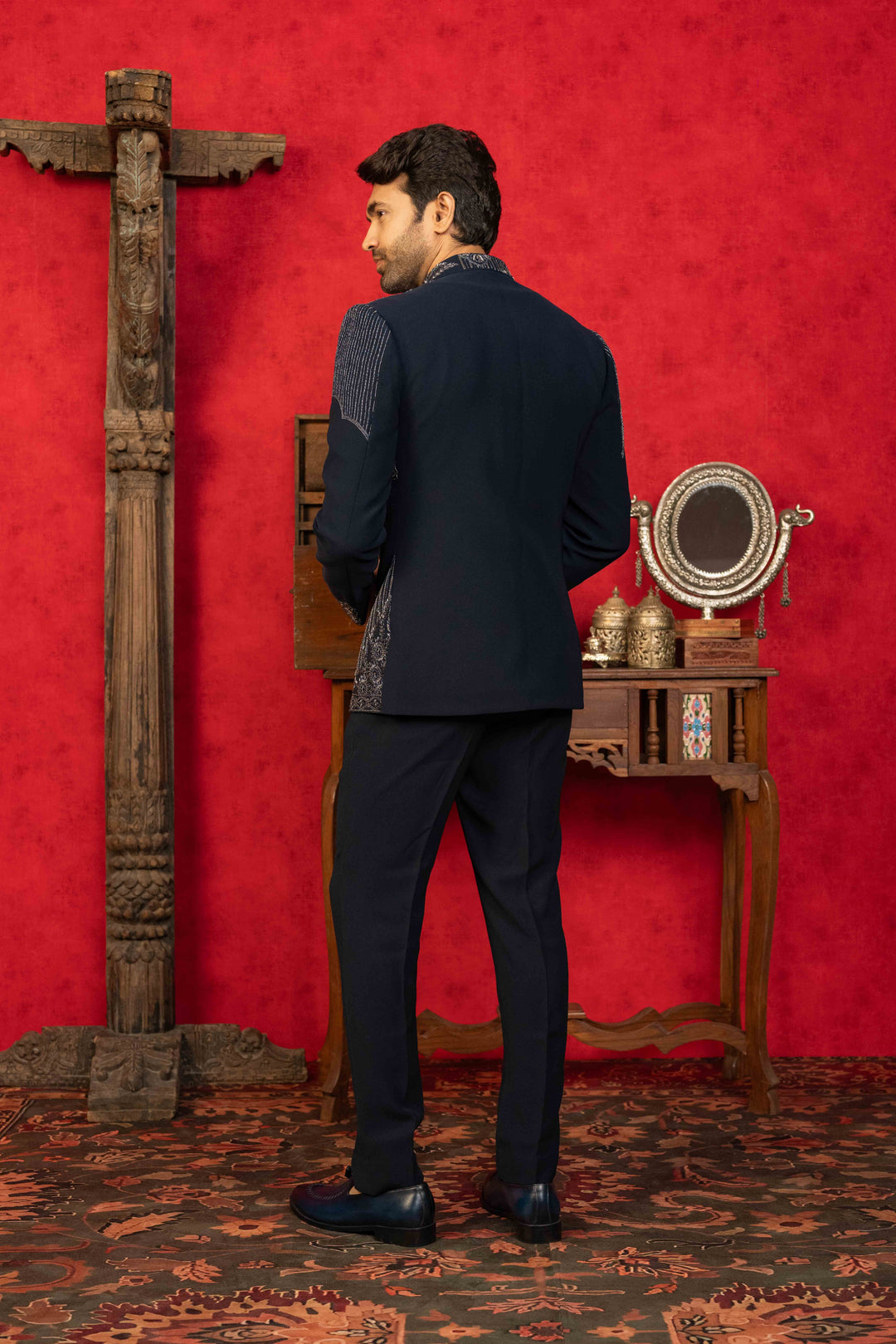 Classic Navy Blue Jodhpuri Ensemble – Image 2