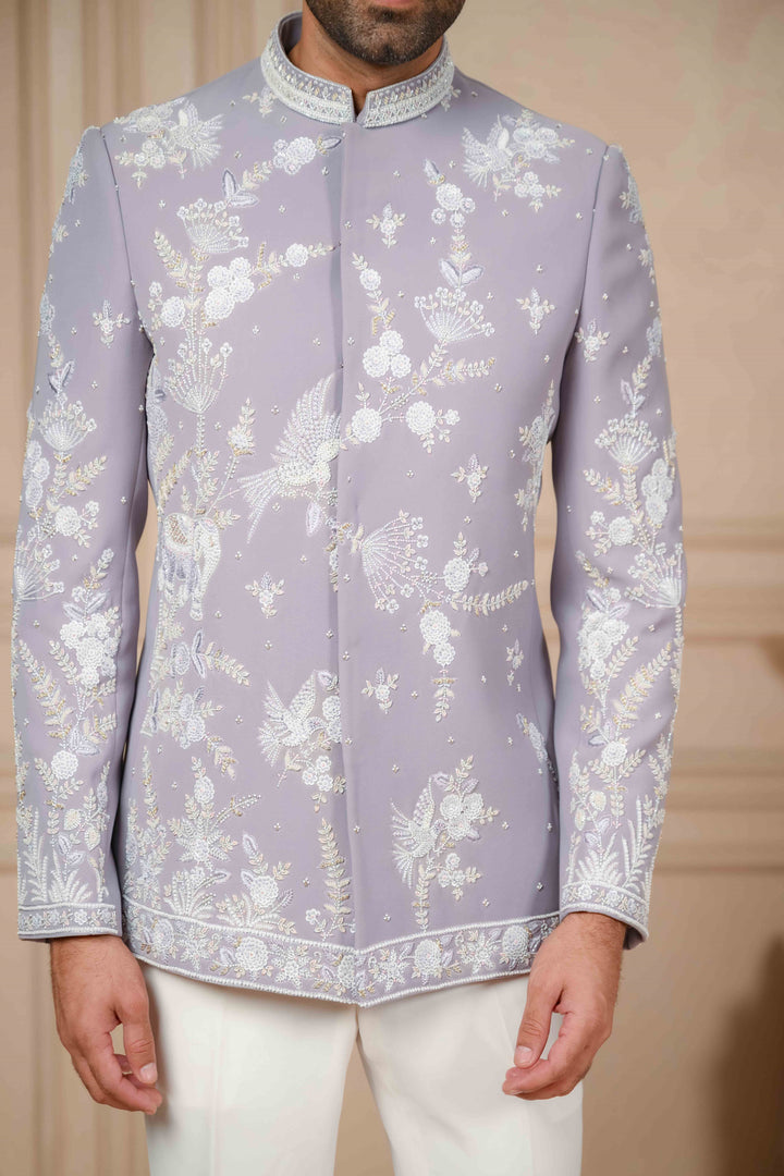 Periwinkle Jodhpuri with Hand Embroidery