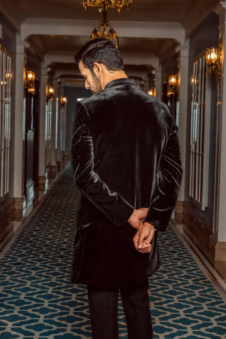 Black Velvet Asymmetrical Indo-Western