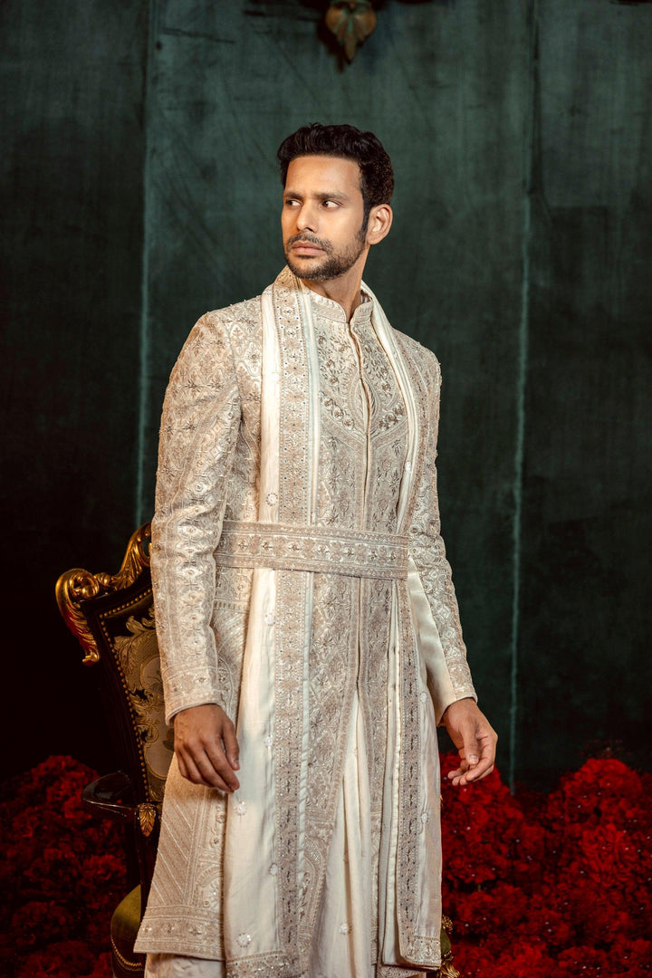 The Imperial Ivory Anarkali Sherwani