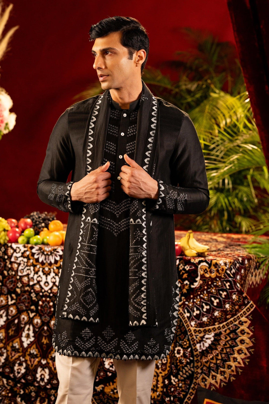 Black Bandhani-Inspired Kurta Set – Image 3