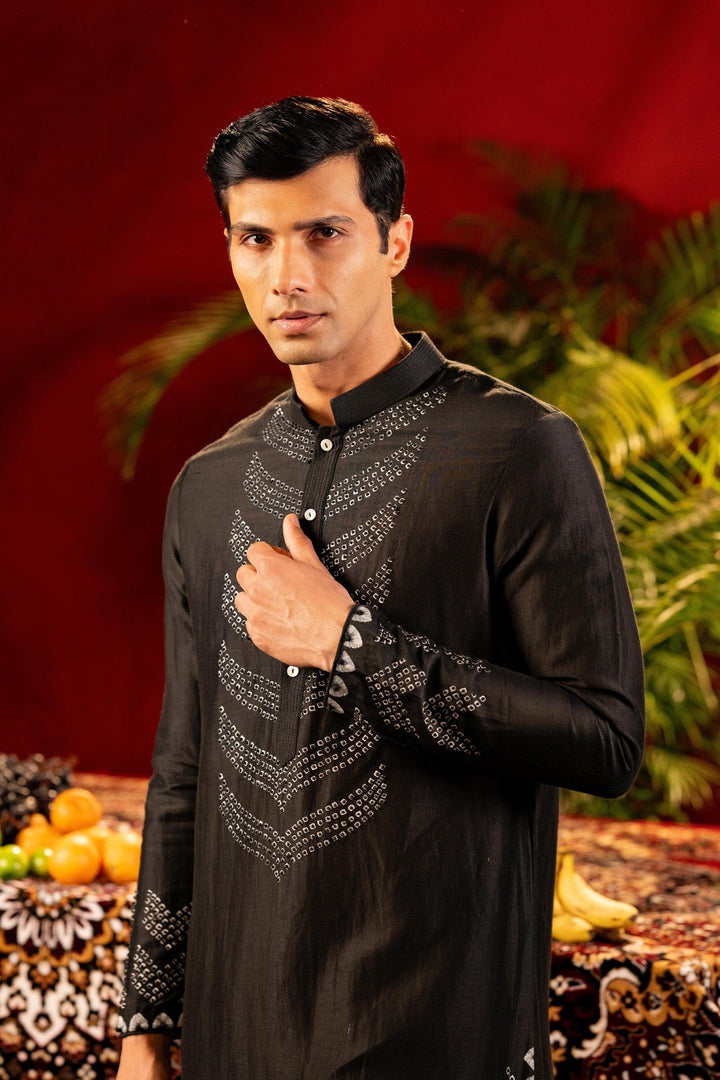 Black Bandhani-Inspired Kurta Set