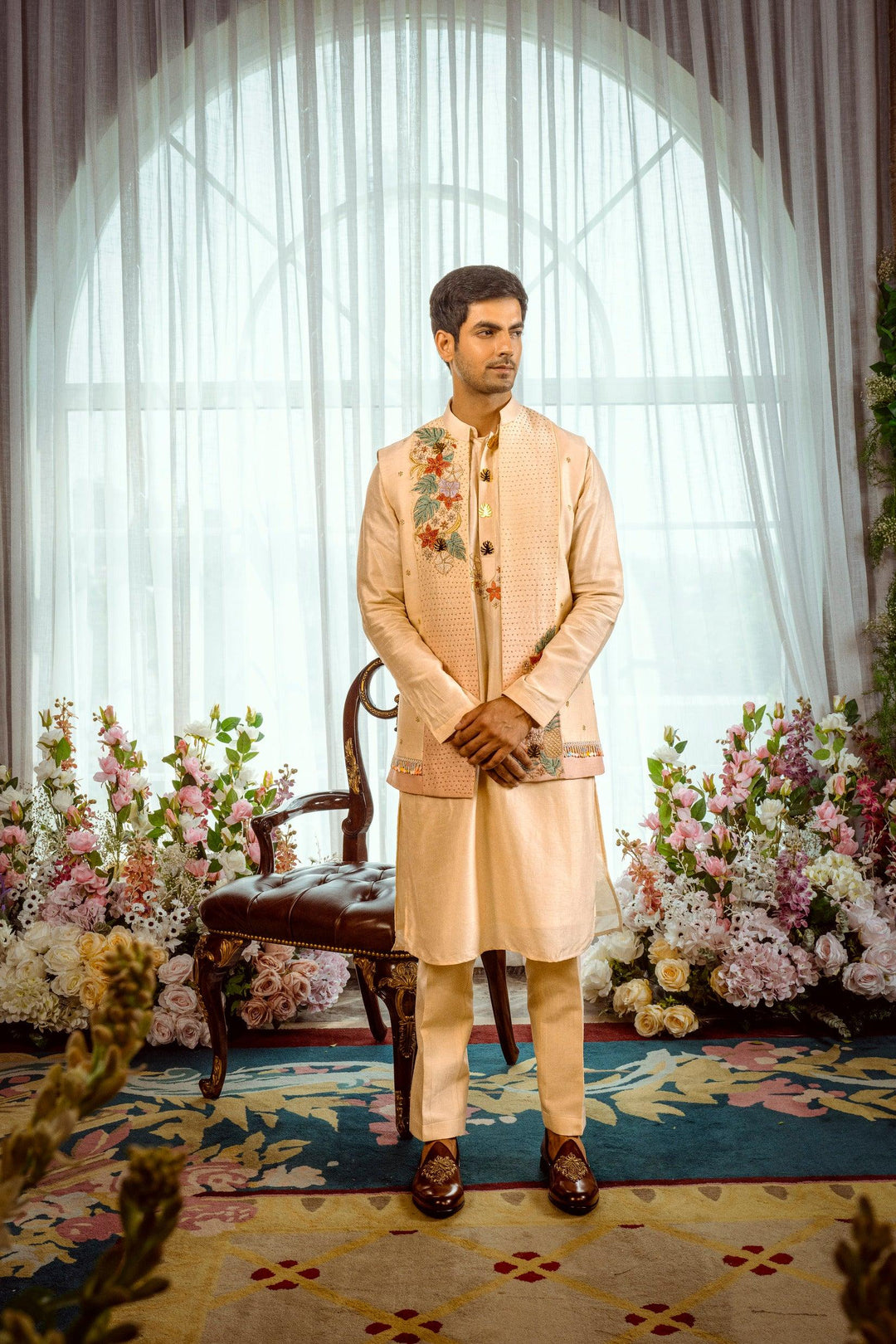 Tropical Elegance Kurta Koti Set – Image 2