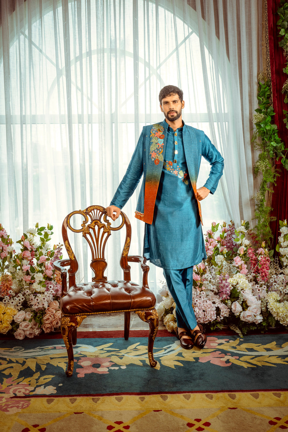 Ombre Bloom Kurta Koti Set