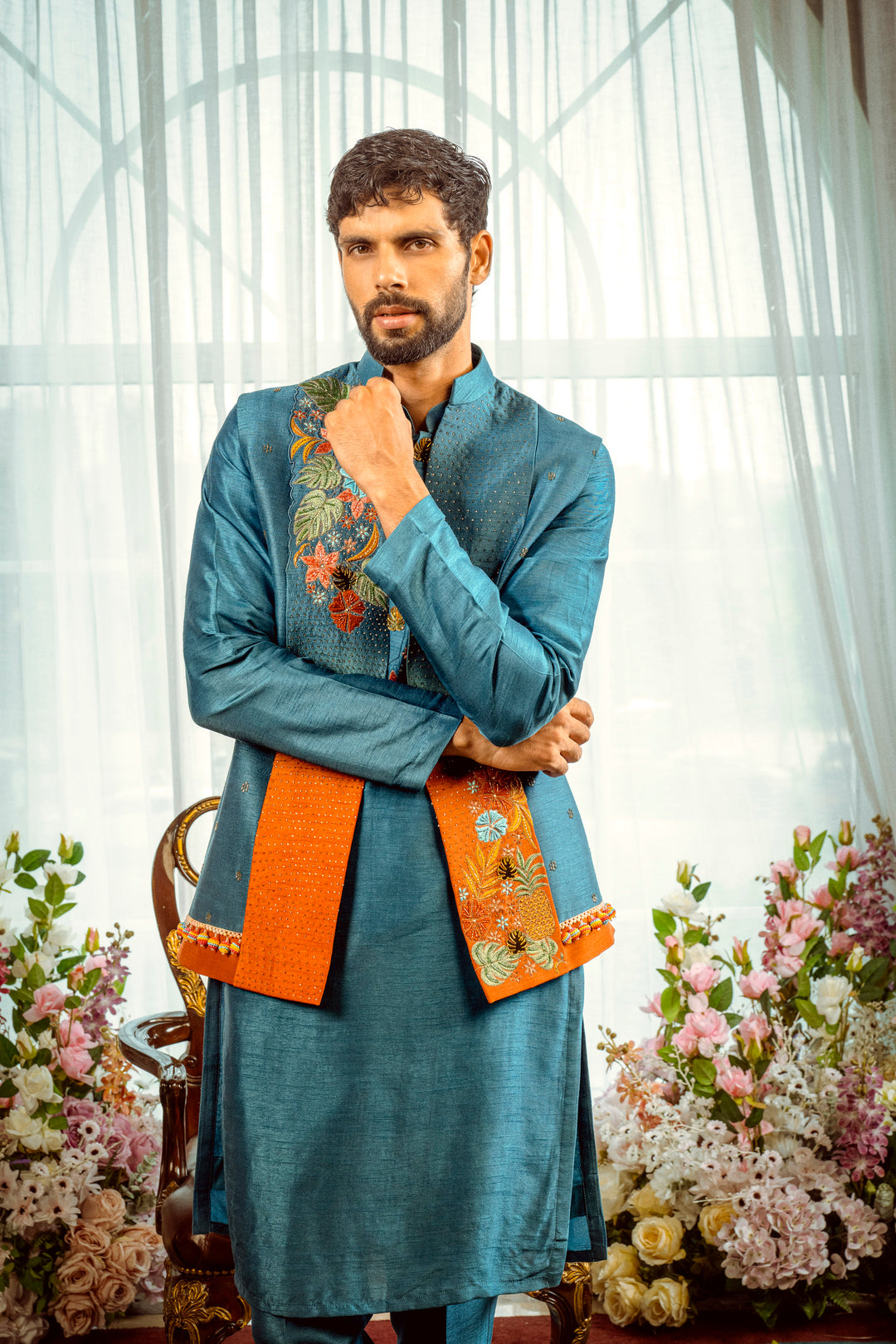 Ombre Bloom Kurta Koti Set – Image 3