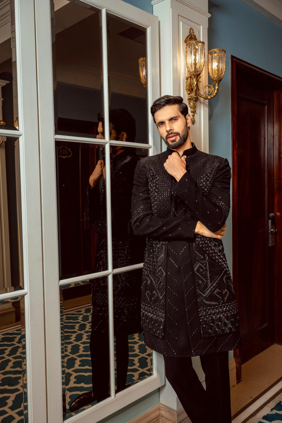 Black Layered-Indo-Western – Image 1