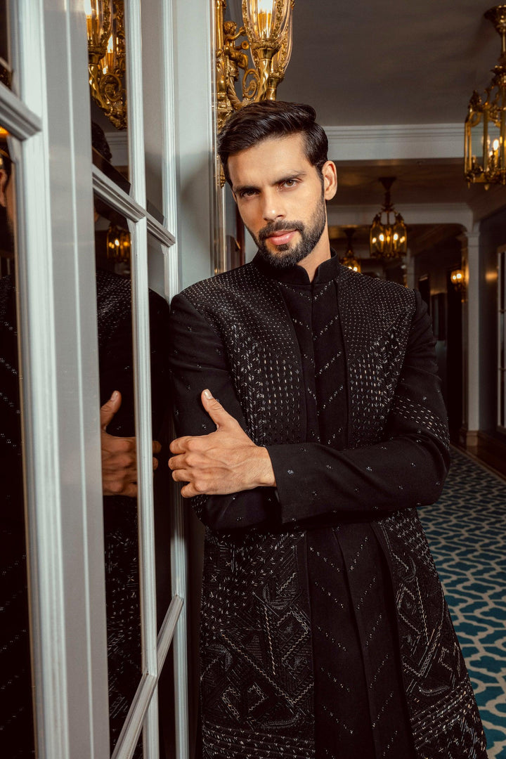 Black Layered-Indo-Western