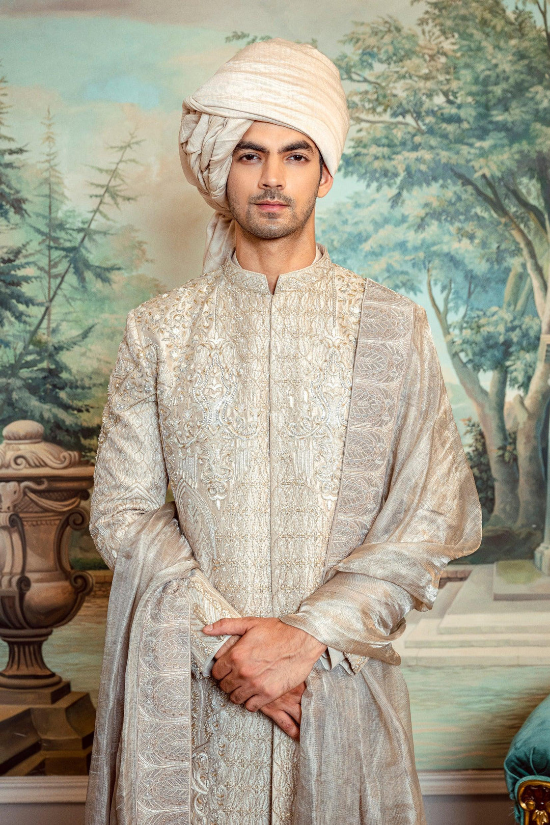 Champagne Gold Chandelier Sherwani – Image 4