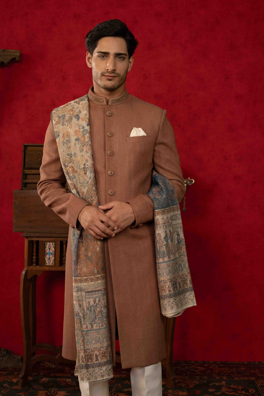 Classic Warm Brown Nawabi Ensemble – Image 5