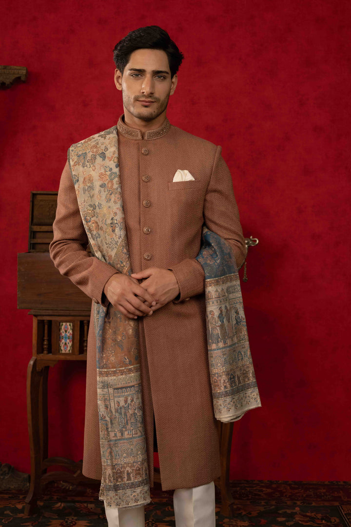 Classic Warm Brown Nawabi Ensemble