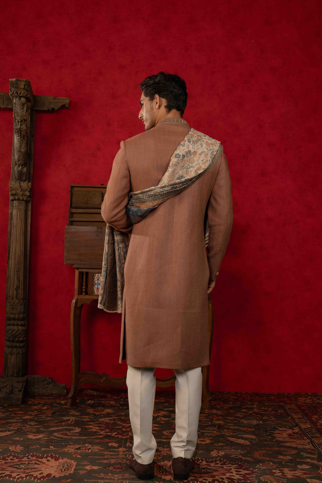 Classic Warm Brown Nawabi Ensemble – Image 6