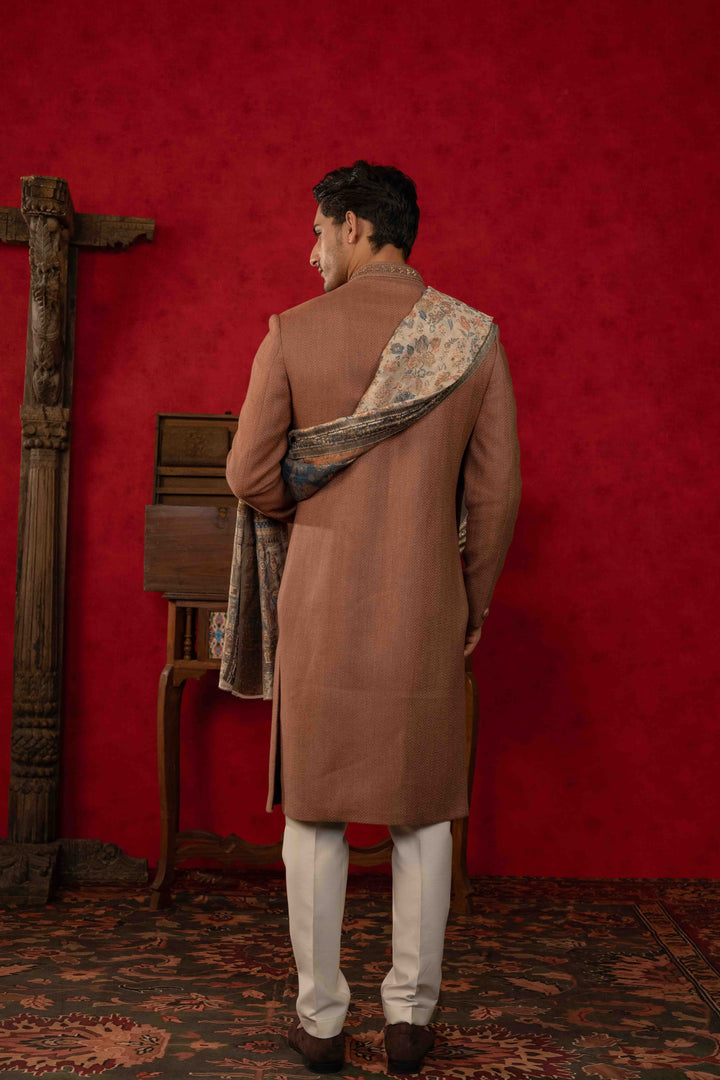 Classic Warm Brown Nawabi Ensemble