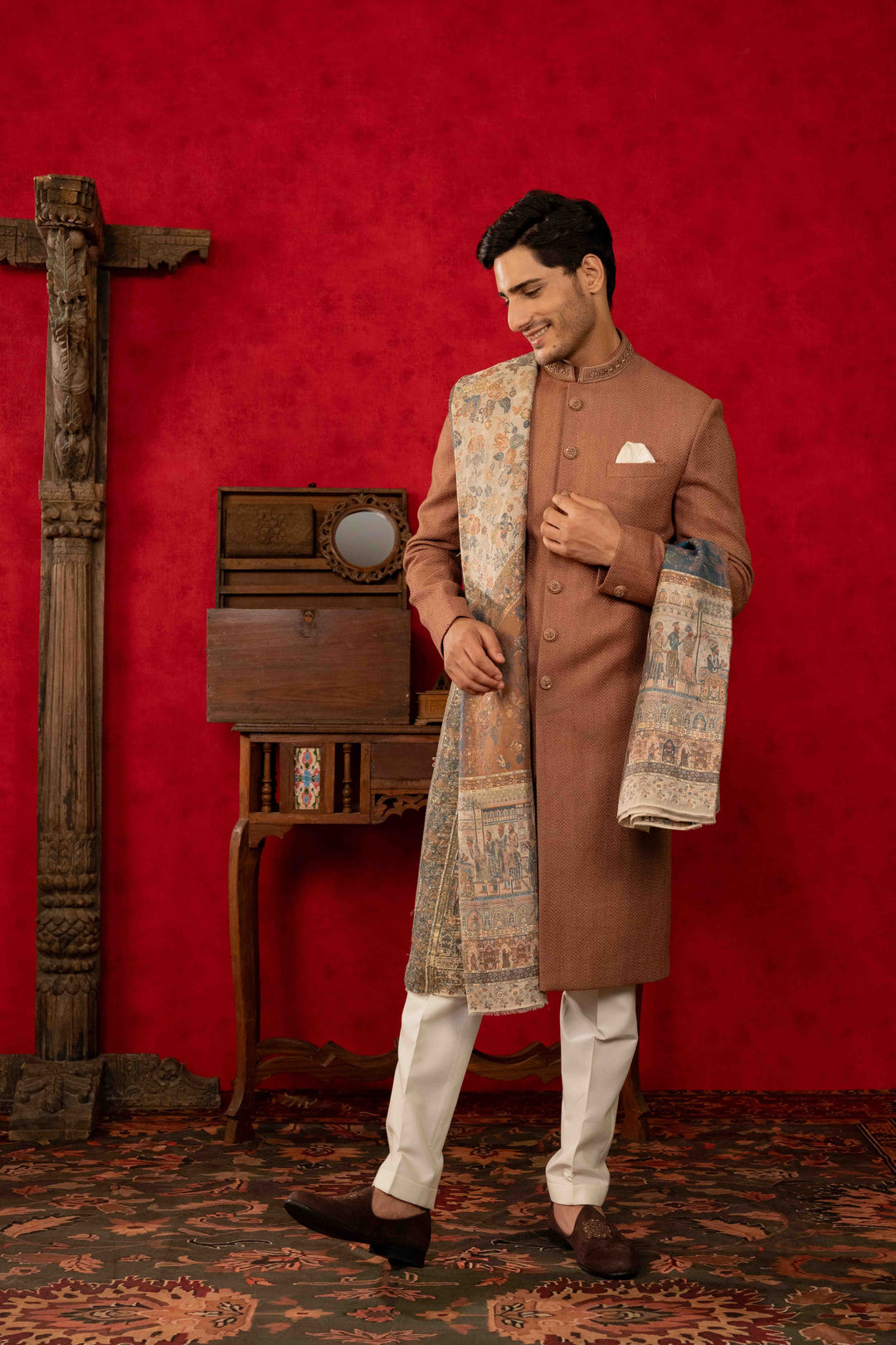 Classic Warm Brown Nawabi Ensemble – Image 3
