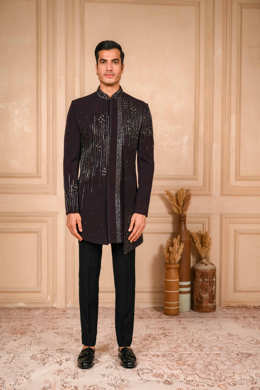 Wine Indo-Western Hand Embroidered Set – Image 5