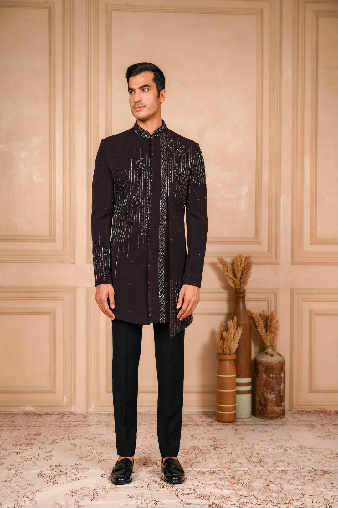 Wine Indo-Western Hand Embroidered Set – Image 4