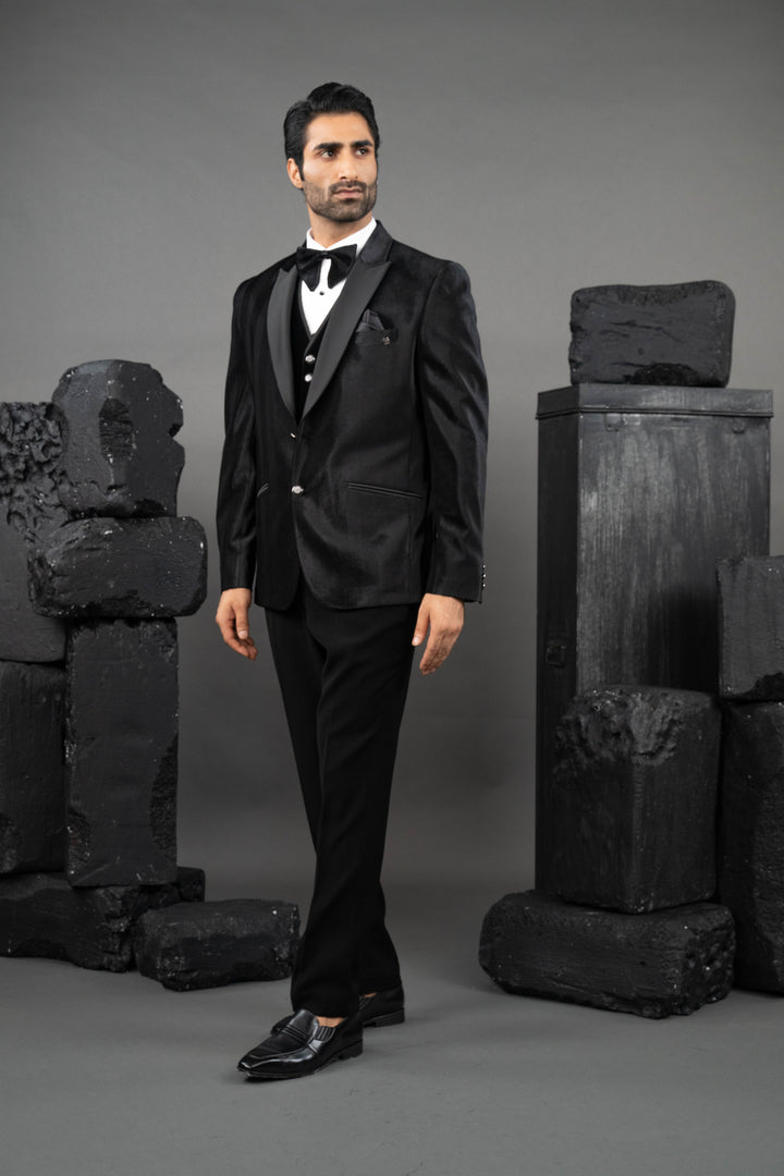 Black Velvet Tuxedo Set